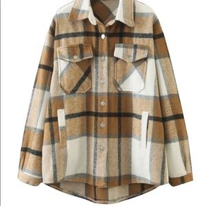 Plaid Fleece Button Down Jacket